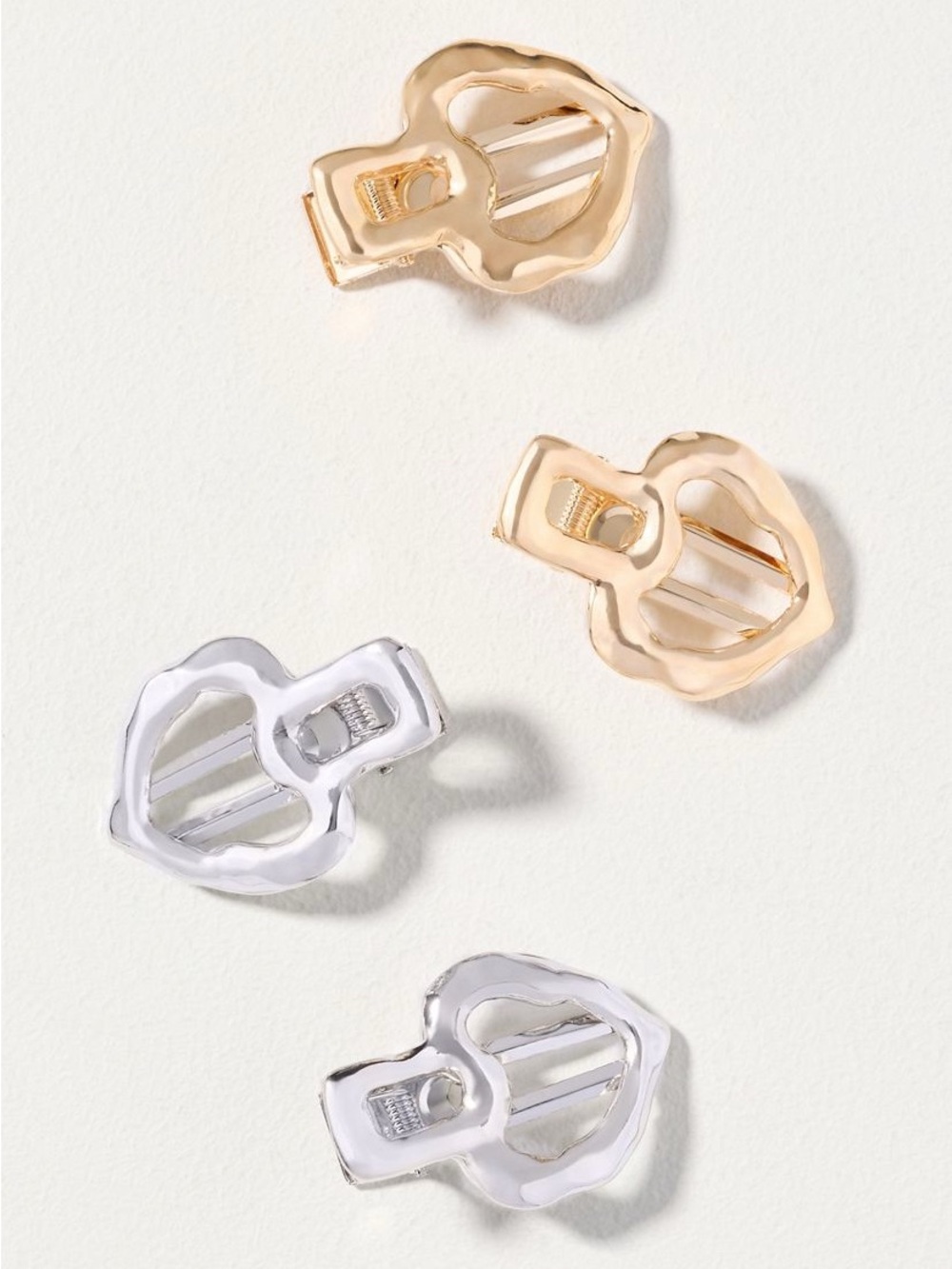 By Anthropologie Metal Heart Shaped
Hair Clips, Set of 4, NWT